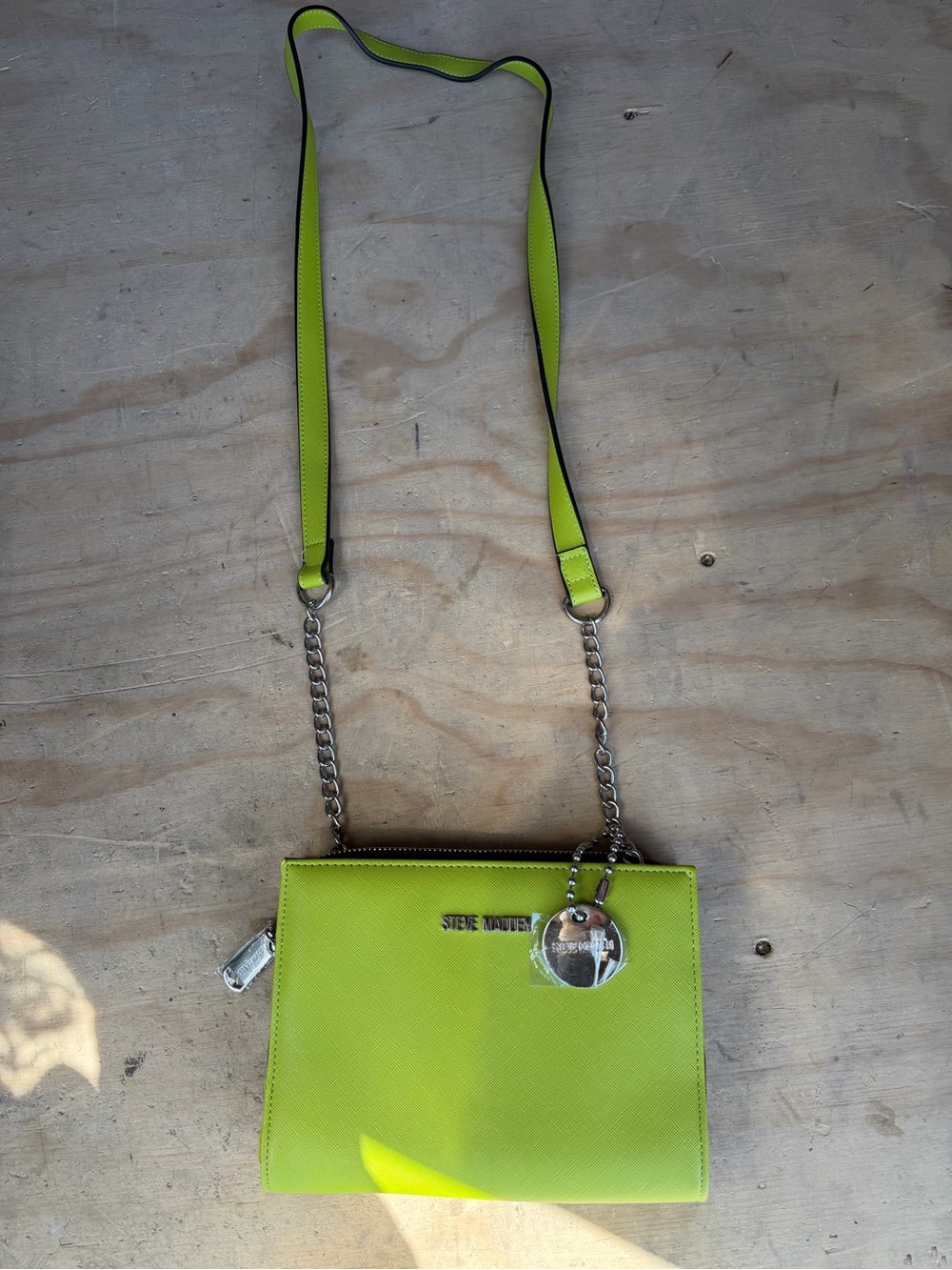 Steve Madden Neon Lime Crossbody Bag with Chain Strap